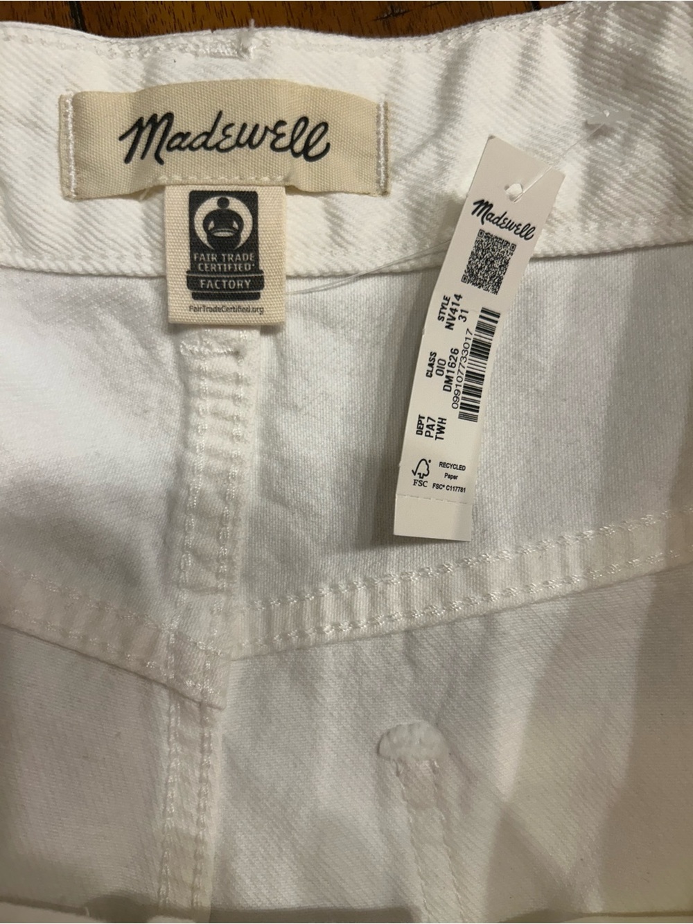 *NWT* Madewell Women’s Tile White The Curvy Pieced Barrel-Leg Jeans, Size 31 - Picture 14 of 16
